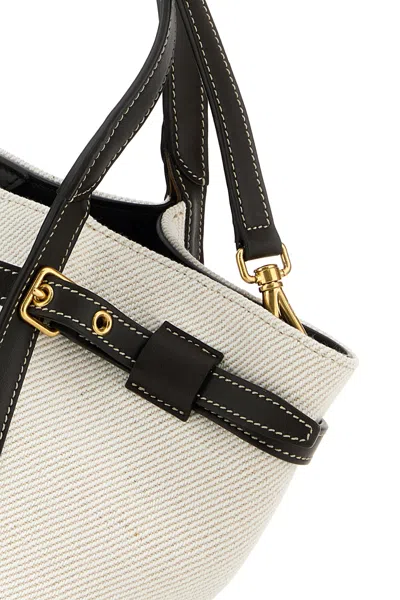Tod's White Tote Bag With Front Leather Buckled Belt In Cotton Blend Woman