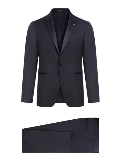 Tagliatore Tailored Single-breasted Wool Suit In Blue