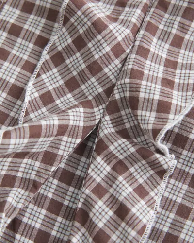 Hollister Short-sleeve Flyaway Ruffle Shirt In Brown
