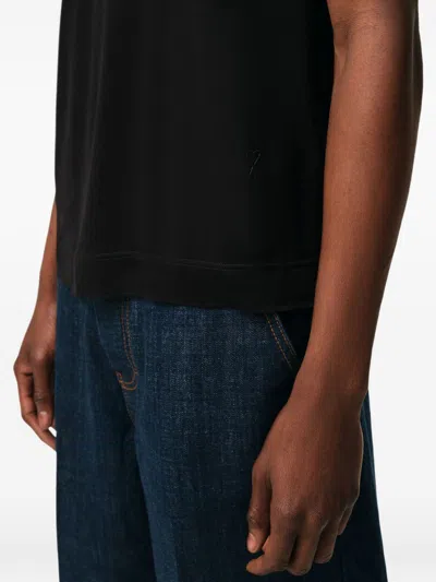 Ami Alexandre Mattiussi Solid Mercerized Ts-hirt In Black