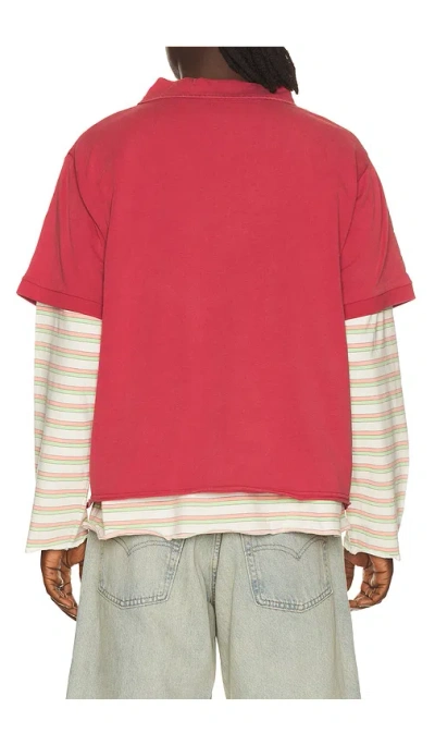 Found Double Layer Stripe Tee In Red