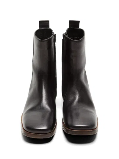 Acne Studios Square-toe Leather Boots In Black