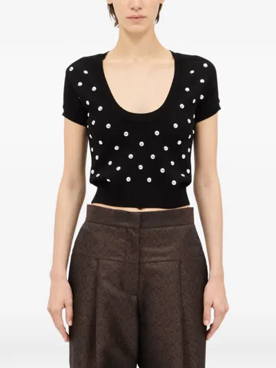 Msgm Studded-embellished T-shirt In Black