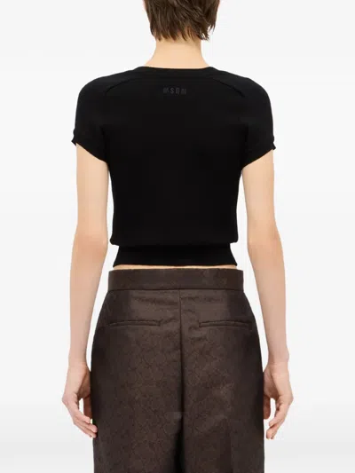 Msgm Studded-embellished T-shirt In Black