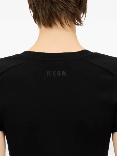Msgm Studded-embellished T-shirt In Black