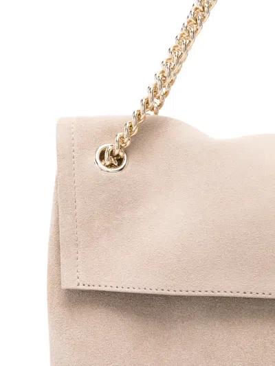 Orciani Suede Chain-link Shoulder Bag In Neutral