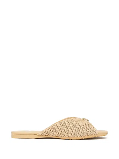 Loewe Raffia-effect Flat Sandals In Brown
