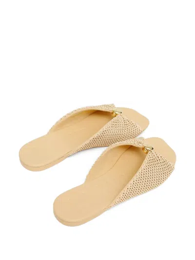 Loewe Raffia-effect Flat Sandals In Brown