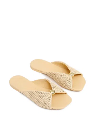 Loewe Raffia-effect Flat Sandals In Brown