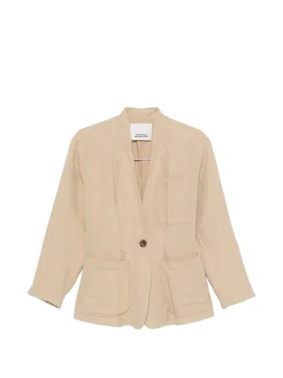 Isabel Marant Soraya Linen-silk Blazer In Brown