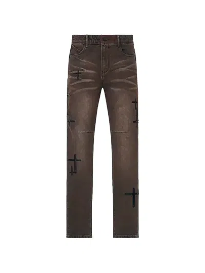 Rta Bryant Cross-patch Skinny Jeans In Brown