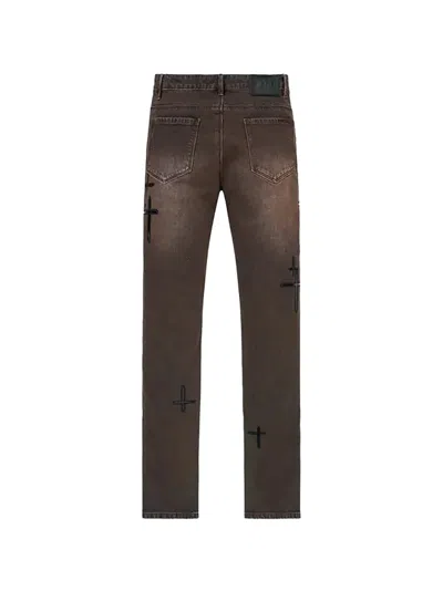 Rta Bryant Cross-patch Skinny Jeans In Brown