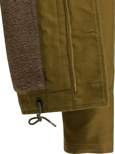 Buzz Rickson's N-1 Shearling-collar Button-up Coat In Green