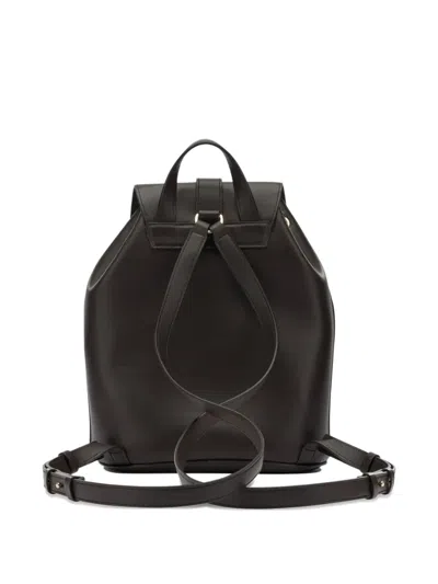 Ferragamo Leather Backpack Adjustable Straps Front Pockets In Black