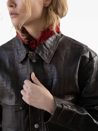 Found Croc-embossed Distressed Jacket In Brown