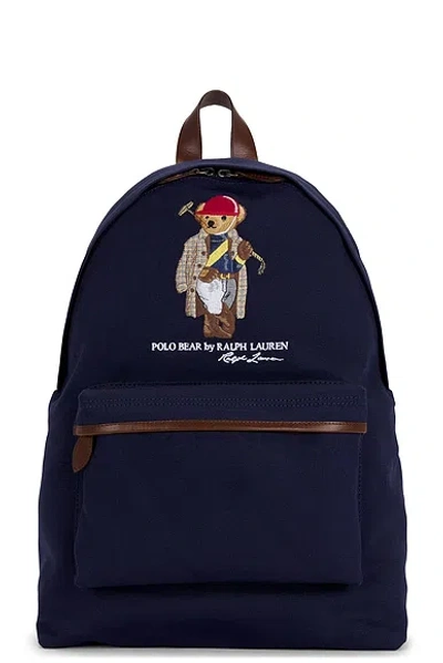 Polo Ralph Lauren Polo Bear Canvas Backpack In Newport Navy In Blue