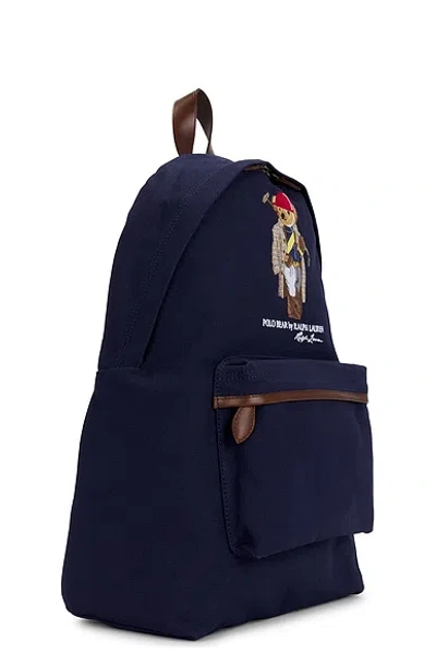 Polo Ralph Lauren Polo Bear Canvas Backpack In Newport Navy In Blue
