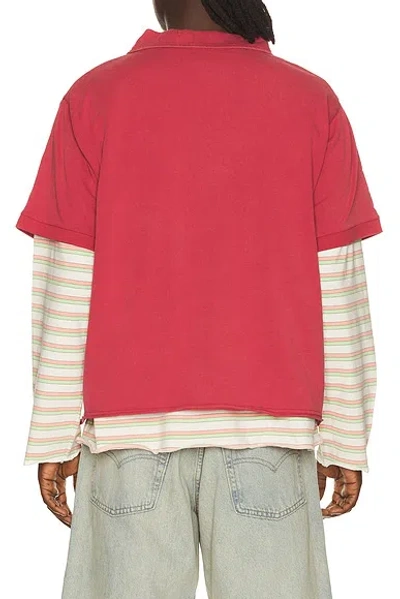 Found Double Layer Stripe Tee In Red