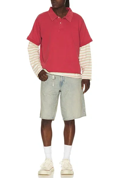 Found Double Layer Stripe Tee In Red