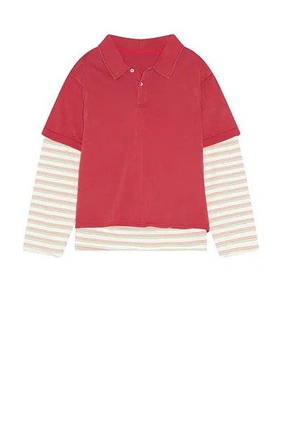 Found Double Layer Stripe Tee In Red