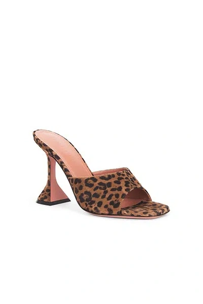 Amina Muaddi Leopard Suede Flat Square Open Toe Sandals With 95 Mm Heel In Animal Print