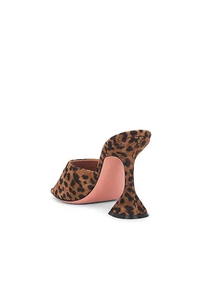 Amina Muaddi Leopard Suede Flat Square Open Toe Sandals With 95 Mm Heel In Animal Print