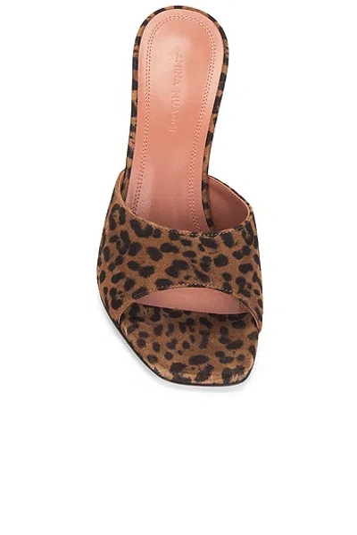Amina Muaddi Leopard Suede Flat Square Open Toe Sandals With 95 Mm Heel In Animal Print