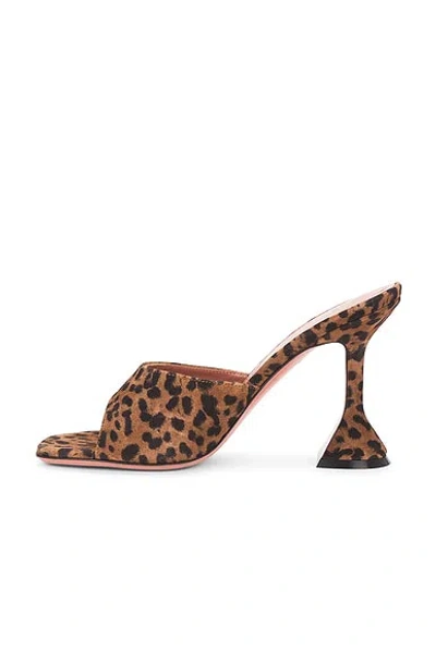 Amina Muaddi Leopard Suede Flat Square Open Toe Sandals With 95 Mm Heel In Animal Print