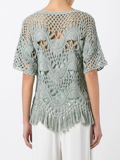 Shop Chloé Fringed Macrame Top - Green