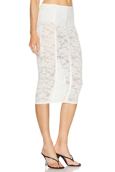 Fleur Du Mal Le Stretch Lace Pencil Skirt In White