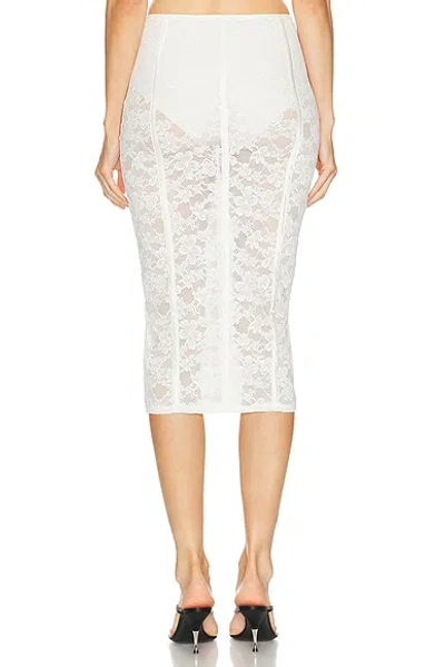Fleur Du Mal Le Stretch Lace Pencil Skirt In White