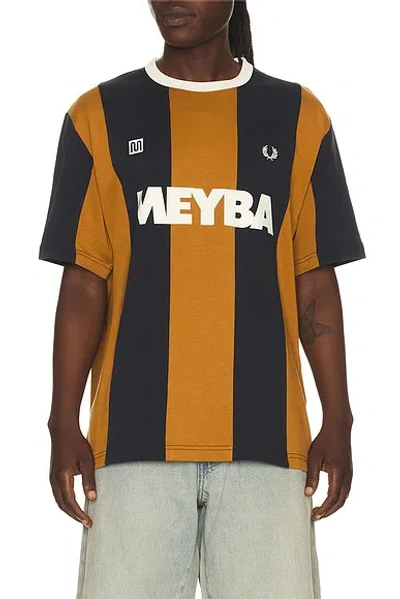 Fred Perry Meyba Cut And Sew Polo Shirt Navy In Brown