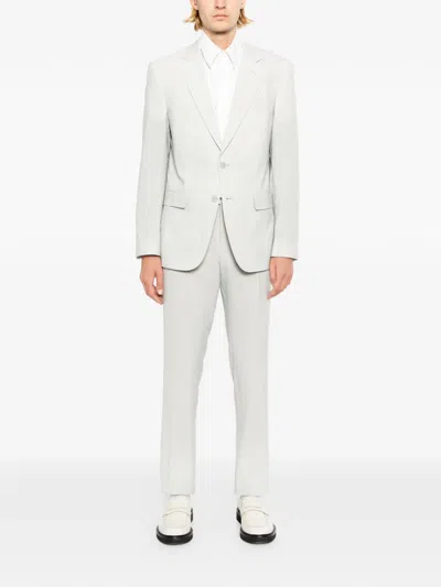 Hugo Boss Patterned Single-breasted Suit In Gray