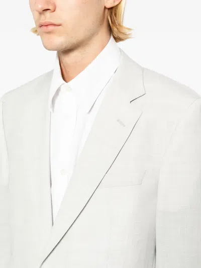Hugo Boss Patterned Single-breasted Suit In Gray