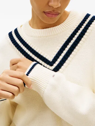 Tommy Hilfiger Stripe-detail Sweater In White