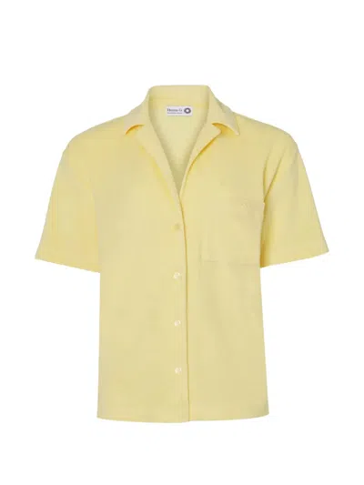 Hunza G Womens Butter Cuban Short-sleeve Terry Toweling Shirt In Yellow