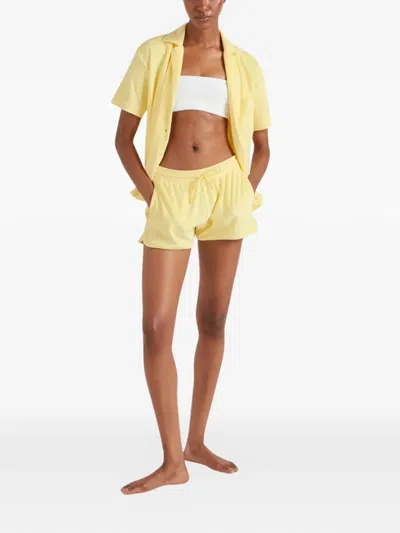 Hunza G Womens Butter Cuban Short-sleeve Terry Toweling Shirt In Yellow