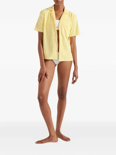Hunza G Womens Butter Cuban Short-sleeve Terry Toweling Shirt In Yellow