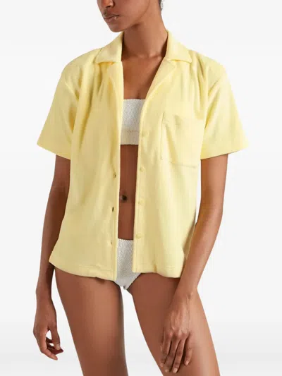 Hunza G Womens Butter Cuban Short-sleeve Terry Toweling Shirt In Yellow
