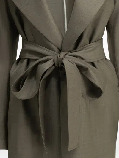 Sa Su Phi Belted Double-breasted Coat In Gray