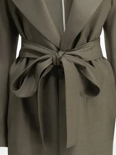 Sa Su Phi Belted Double-breasted Coat In Gray