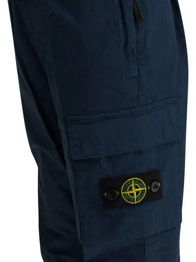 Stone Island Compass Cargo Pants In Blue