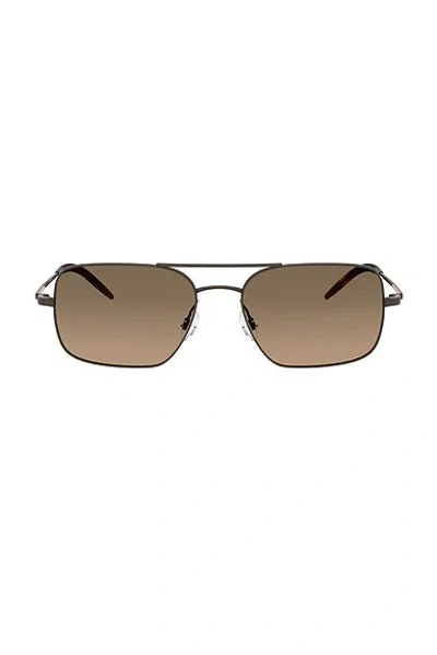 Oliver Peoples 55mm Victory Ii Polarized Rectangular Sunglasses In Brown