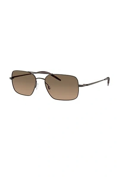 Oliver Peoples 55mm Victory Ii Polarized Rectangular Sunglasses In Brown