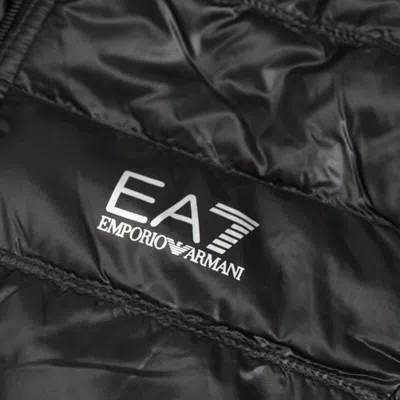 Ea7 Logo Printed Down Jacket In Black