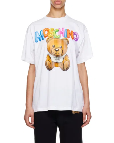 Moschino Teddy Printed Cotton T-shirt In White