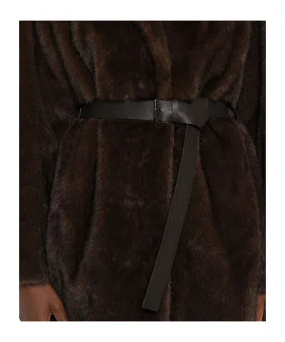 P.a.r.o.s.h Belted Lapel Coat In Brown