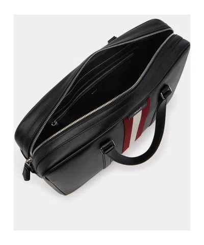 Bally Code Logo Printed Striped Briefcase In Black