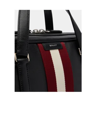 Bally Code Logo Printed Striped Briefcase In Black