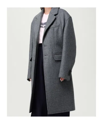 Dsquared2 Single-breasted Notched-lapel Coat In Gray